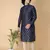 navy blue printed cotton kurta