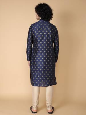 navy blue printed cotton kurta 5