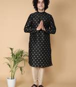 Tabard Black printed cotton kurta