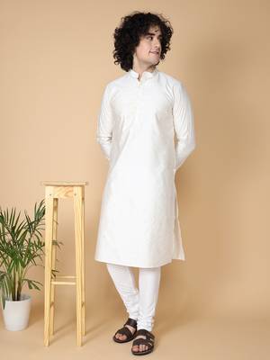 white embroidered cotton kurta 1