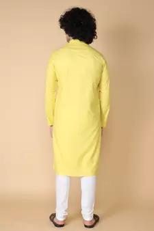 Tabard Yellow embroidered cotton kurta