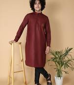 Tabard Maroon embroidered cotton kurta