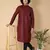 Tabard Maroon embroidered cotton kurta