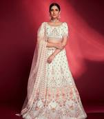 Fusionic white georgette ethnic-lehengas with blouse