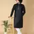 Tabard Black plain cotton kurta-pajama