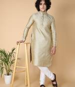 Tabard Grey embroidered jacquard kurta-pajama