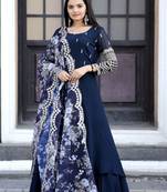 Rama Faux Blooming With Sequins-Multi & Zari Embroidered Gown With Dupatta