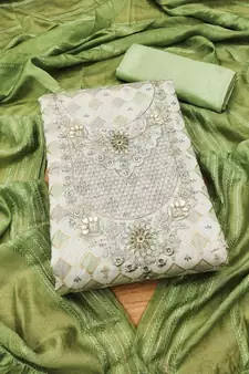 Green printed chanderi silk salwar