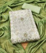 Green printed chanderi silk salwar