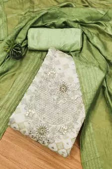 Green printed chanderi silk salwar