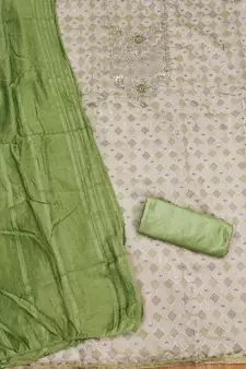 Green printed chanderi silk salwar