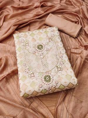 Peach printed chanderi silk salwar 1