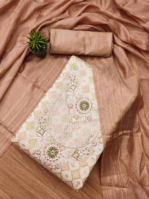 Peach printed chanderi silk salwar 2