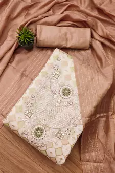 Peach printed chanderi silk salwar