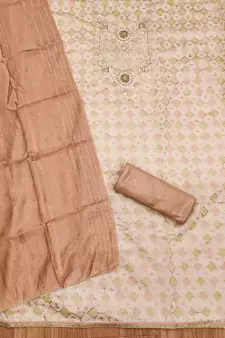 Peach printed chanderi silk salwar