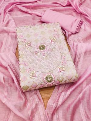 Pink printed chanderi silk salwar 1