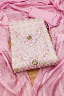 Pink printed chanderi silk salwar