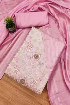 Pink printed chanderi silk salwar