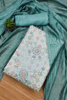 Blue printed chanderi silk salwar