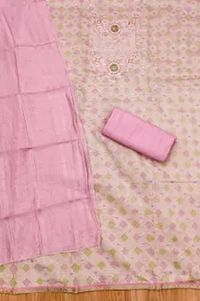 Pink printed chanderi silk salwar