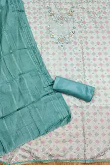 Blue printed chanderi silk salwar