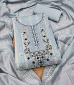 Grey hand embroidery chanderi silk salwar