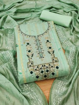 Green hand embroidery chanderi silk salwar 1