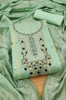 Green hand embroidery chanderi silk salwar