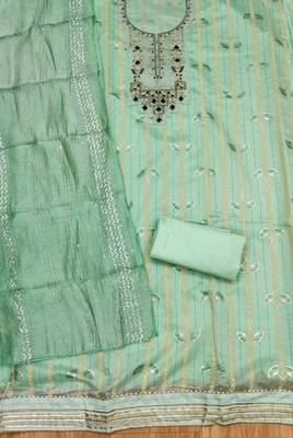 Green hand embroidery chanderi silk salwar 3