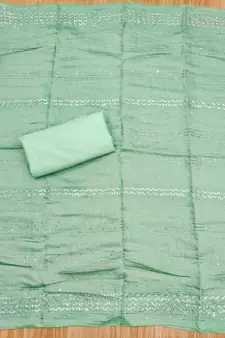 Green hand embroidery chanderi silk salwar
