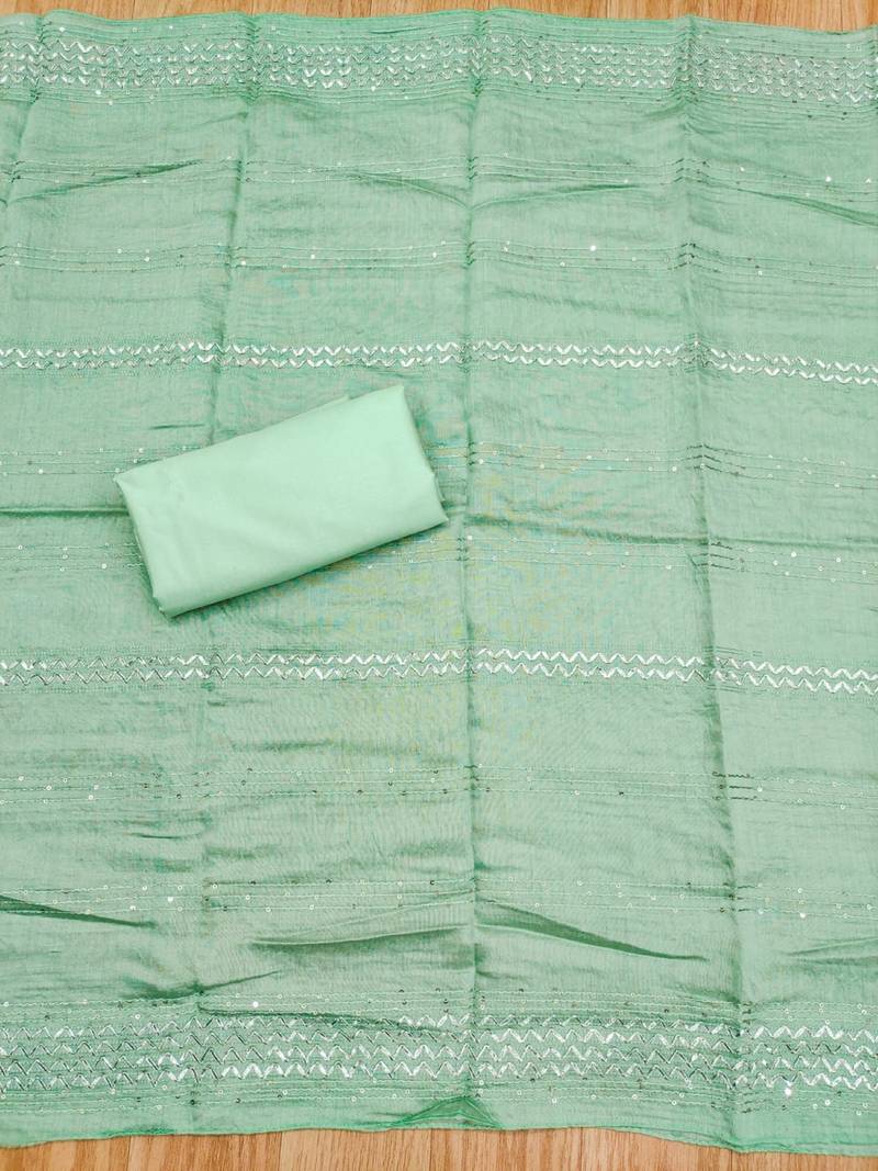 Green hand embroidery chanderi silk salwar