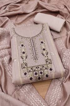 Lavender hand embroidery chanderi silk salwar