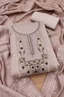 Lavender hand embroidery chanderi silk salwar