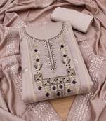 Lavender hand embroidery chanderi silk salwar