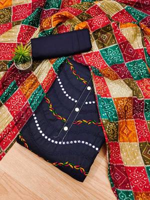 Navy-blue embroidered cotton salwar 2