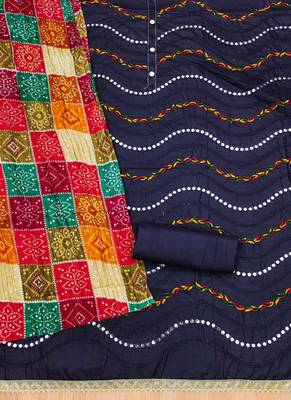 Navy-blue embroidered cotton salwar 3