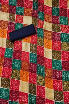 Navy-blue embroidered cotton salwar