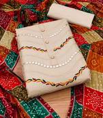 Beige embroidered cotton salwar