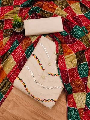 Beige embroidered cotton salwar 2