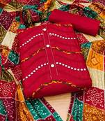 Red embroidered cotton salwar