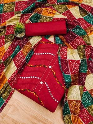 Red embroidered cotton salwar 2