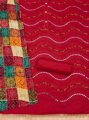 Red embroidered cotton salwar 3