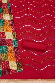 Red embroidered cotton salwar