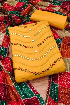 Yellow embroidered cotton salwar