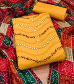 Yellow embroidered cotton salwar
