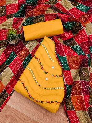 Yellow embroidered cotton salwar 2