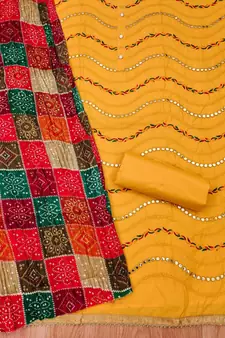 Yellow embroidered cotton salwar