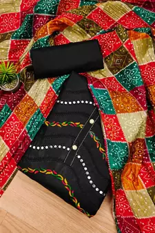 Black embroidered cotton salwar