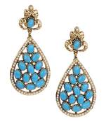 Ethnic Indian Bollywood Jewelry Set, Golden Polki Dangler Earring Set