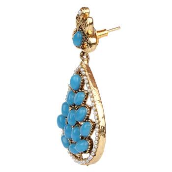 Ethnic Indian Bollywood Jewelry Set, Golden Polki Dangler Earring Set 2